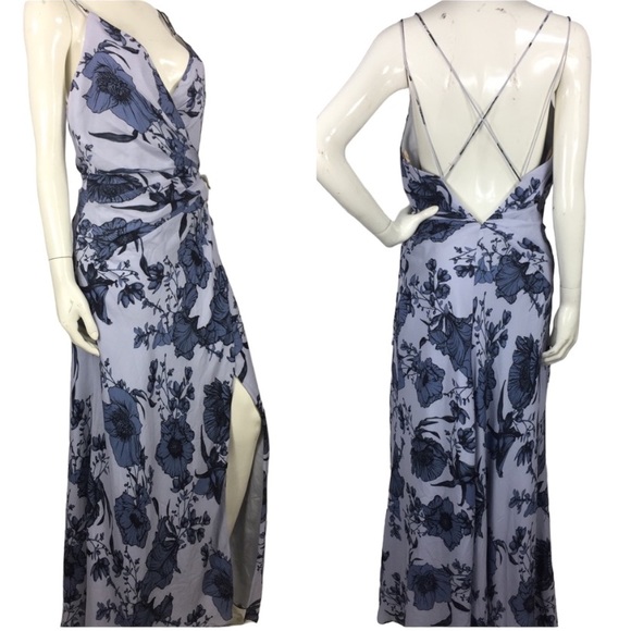 Fame and Partners Floral Side Slit Wrap Maxi Dress